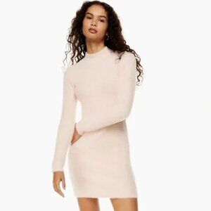 Aritzia Sunday Best Plush Fuzzy Milan Dress Shy Pink Size Medium
